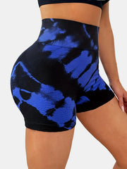 Tie Dye High Waist Sports Skinny Shorts - Butt Lifting