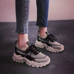 Mesh Tassel Pattern Sneakers Breathable Lace Up Round Toe Shoes