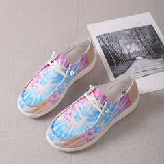 Women's Tie Dye Sneakers Low Top Canvas Shoes