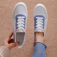 Women's Breathable Flying Woven Sneakers Casual Lace Up Shoes