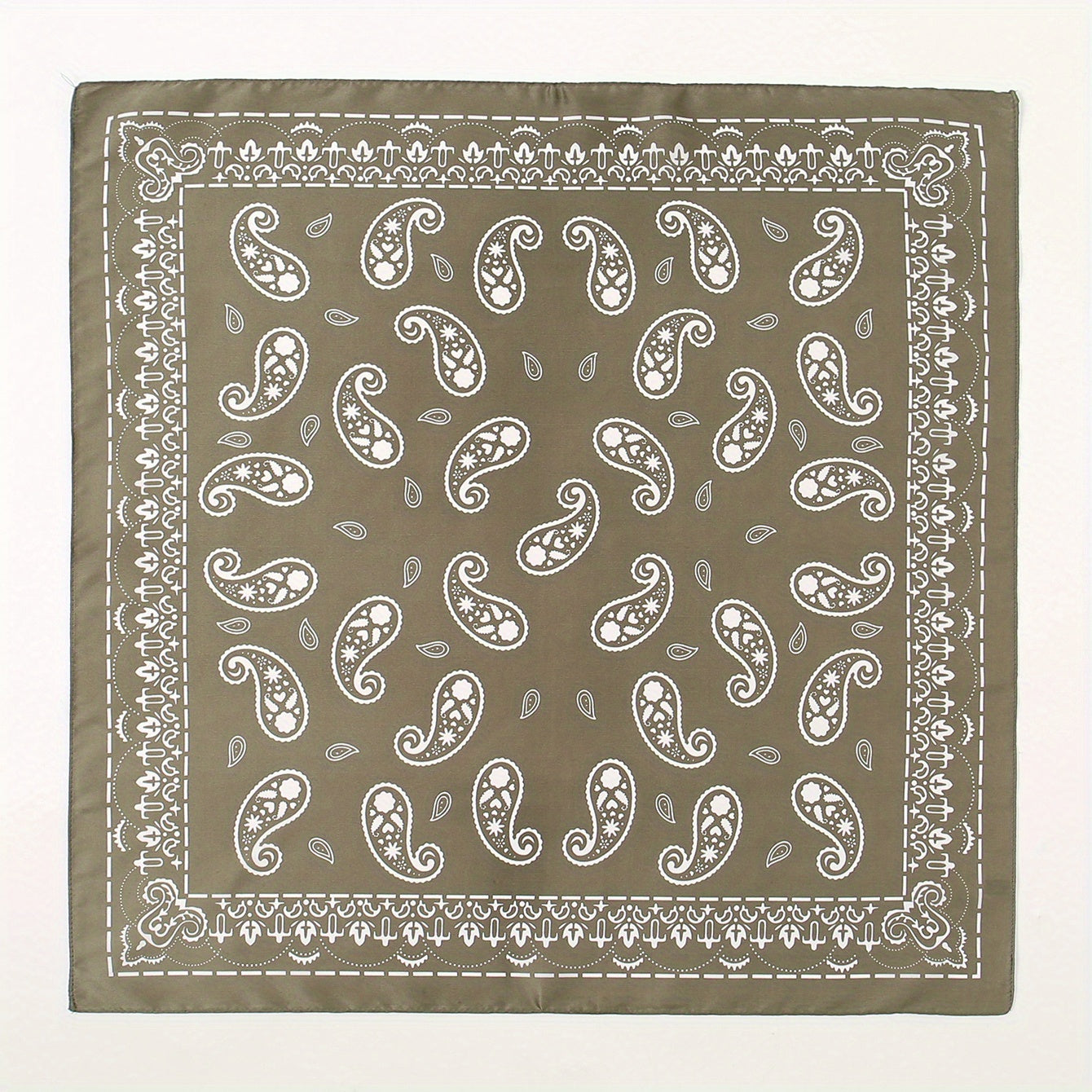 Dark Green Paisley Print Bandana Square Scarf Neckerchief