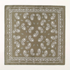 Dark Green Paisley Print Bandana Square Scarf Neckerchief
