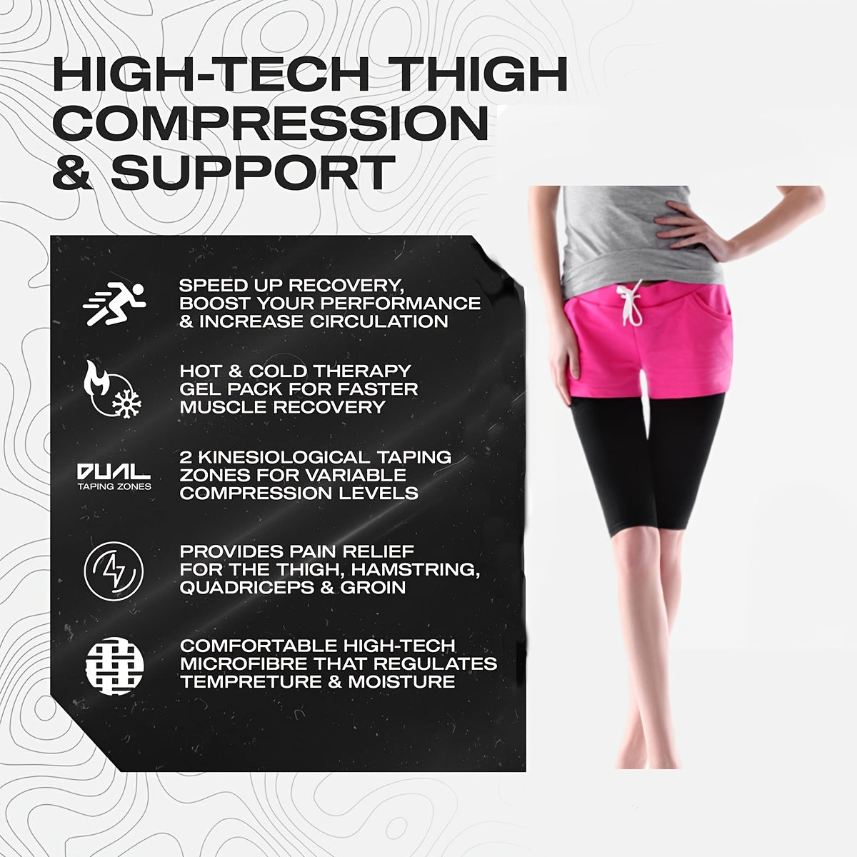 2 Pairs Thigh Compression Sleeves Breathable High Elastic Sport Thigh Socks