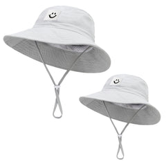 Kids Smile Face Patch Sun Hat Bucket Hat Adjustable Straps