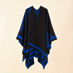 Print Shawl Cape For Women Slit Warm Large Shawl Casual Windproof Sunscreen Wrap