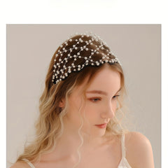 Vintage Fairy Half Face Mask Headband Netted Headband Dance Wedding Party