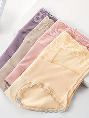 4pcs Contrast Lace Briefs Soft Intimates Panties Women's Lingerie