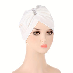 Big Bow Decor Turban Cap Solid Beanie Lightweight Head Wraps