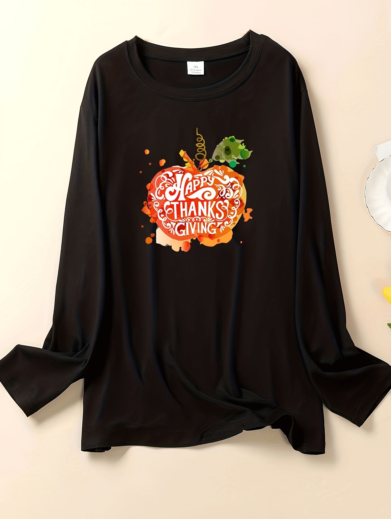 Pumpkin Print Lounge Top Long Sleeve Tee