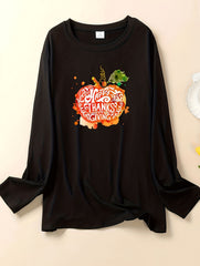 Pumpkin Print Lounge Top Long Sleeve Tee