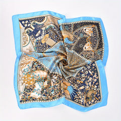 Tree Of Life Pattern Bandana Vintage Square Scarf Satin Neckerchief