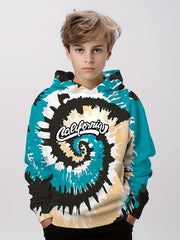 Spiral 3D Print Boys Hooded Sweatshirt for Spring Fall