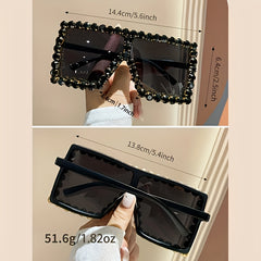 Oversized Square Sunglasses Women Rhinestone UV400 Sun Shades