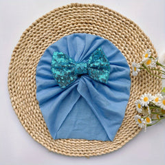 Sequin Bowknot Turban Baby Girls Soft Elastic Headband