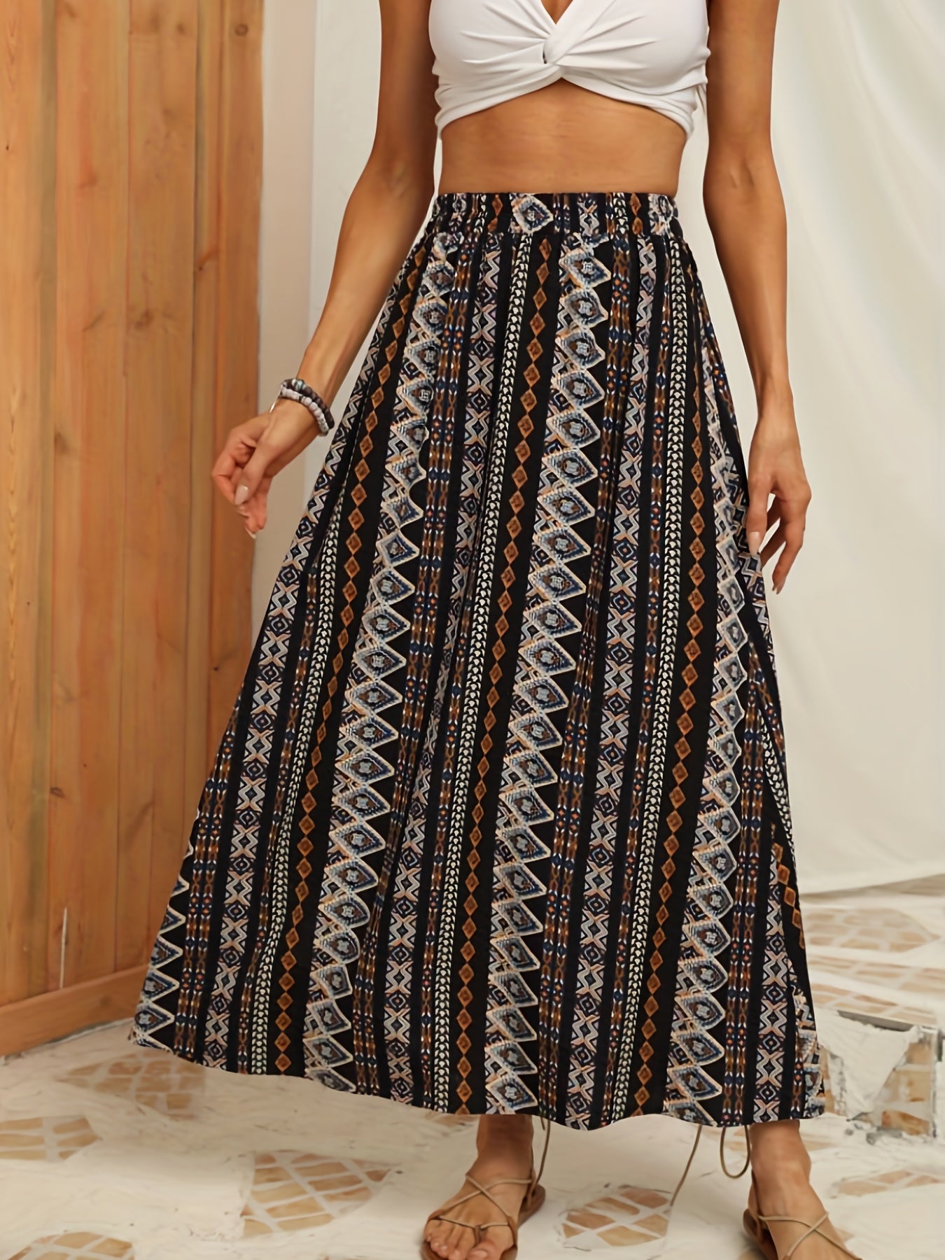Tribal Print High Waist Maxi Skirt for Women