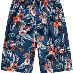 Quick Dry Floral Print Swim Trunks for Men