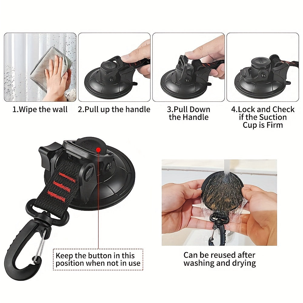 4pcs Heavy Duty Suction Cup Anchor with Hooks Tarp Clips Lock Grip