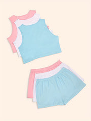Basic Pajama Set Women's Solid Round Neck Stretch Tank Top & Shorts