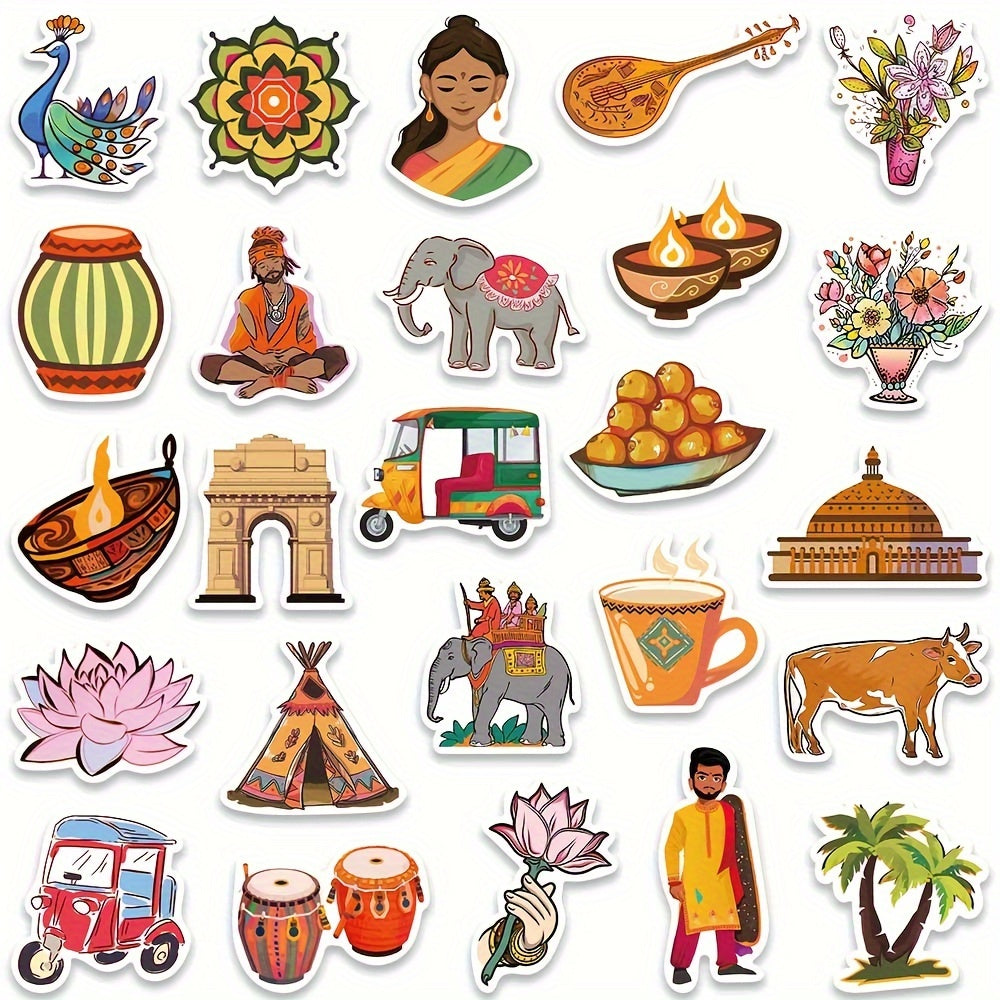 50pcs Indian Silk Embroidery Stickers For Luggage Window Phone Cup
