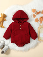 Baby Boys Corduroy Hooded Creeper Romper Hoodie