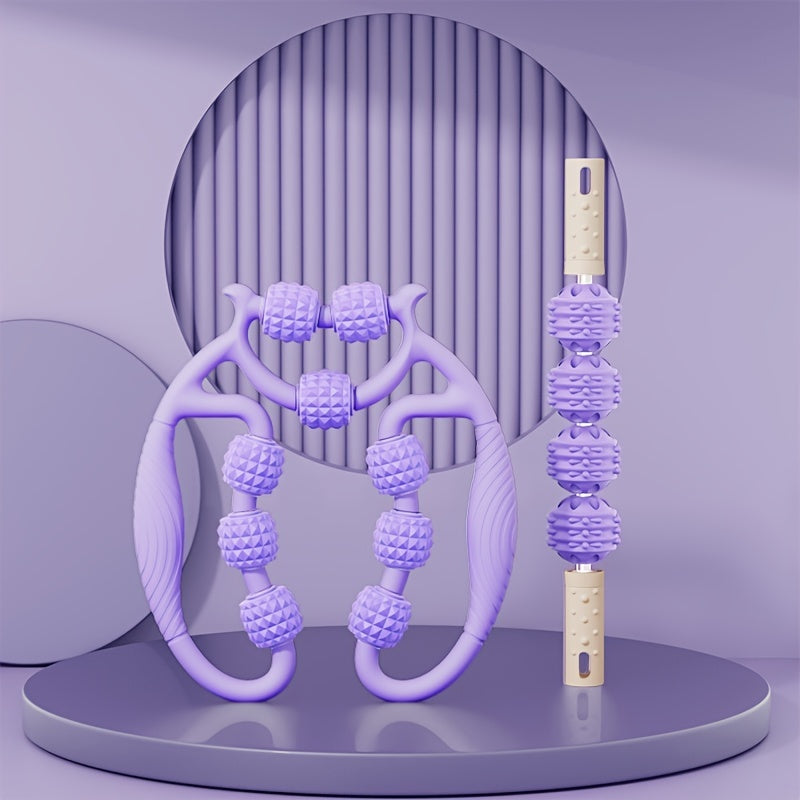 Leg Massage Clamp 4 wheels Yoga Pilates Roller Stick