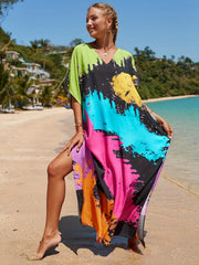 Splatter Print Bat Sleeve Cover Up Dress