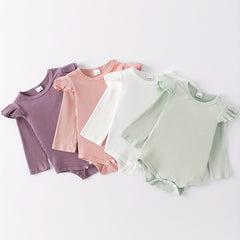 Baby Girls Ruffle Long Sleeve Rompers 4pcs