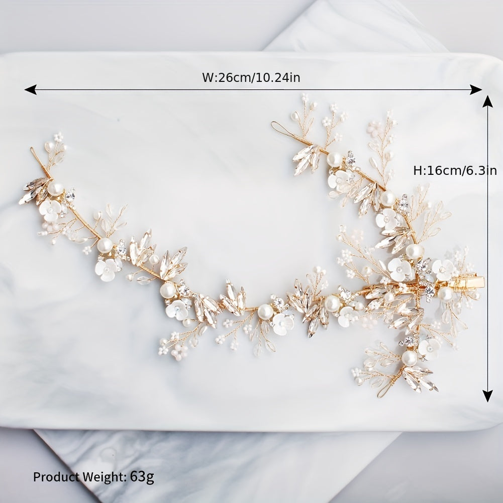 Faux Pearl Rhinestone Hairpin Side Clip
