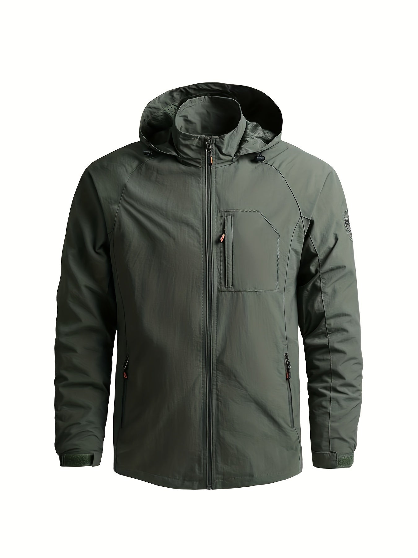 Men's Waterproof Windproof Hooded Jacket Zipper Windbreaker