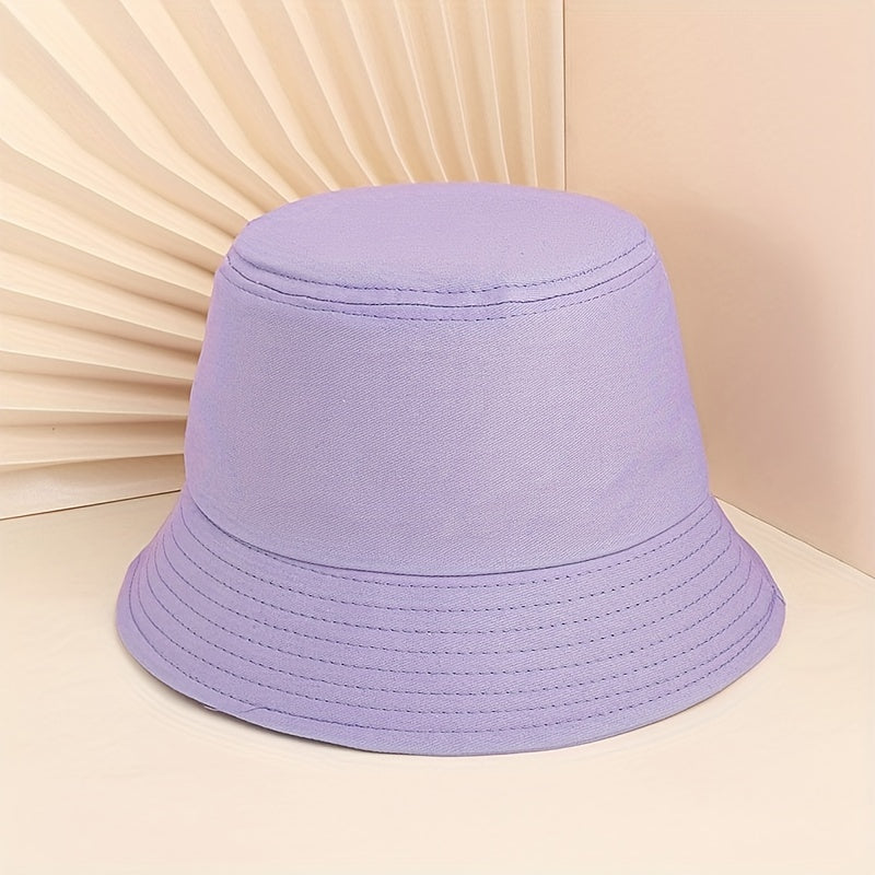 Peach Heart Embroidery Bucket Hat UV Protection Cotton Cloche