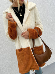 Women's Velvet Lapel Jacket Sweater with Large Pockets