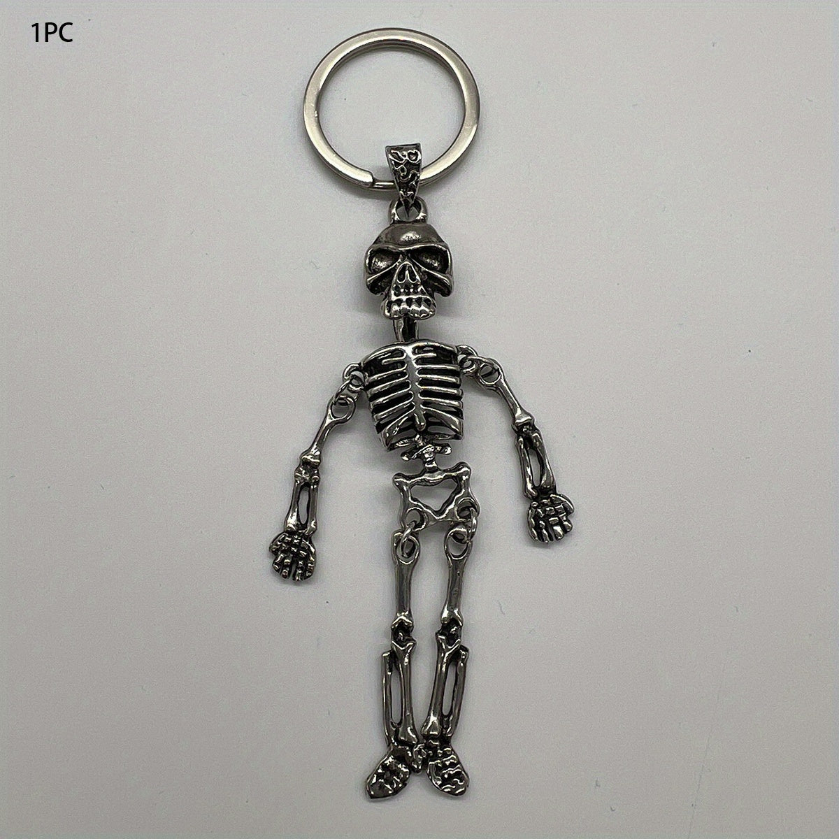 Silver Skeleton Keychain Bag Pendant For Men