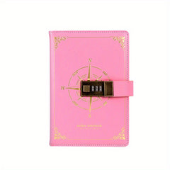 Vintage Password Lock Journal Notebook 200 Pages PU Leather Waterproof