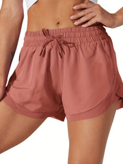 Casual Solid Drawstring Shorts Elastic Waist Loose Pocket Shorts
