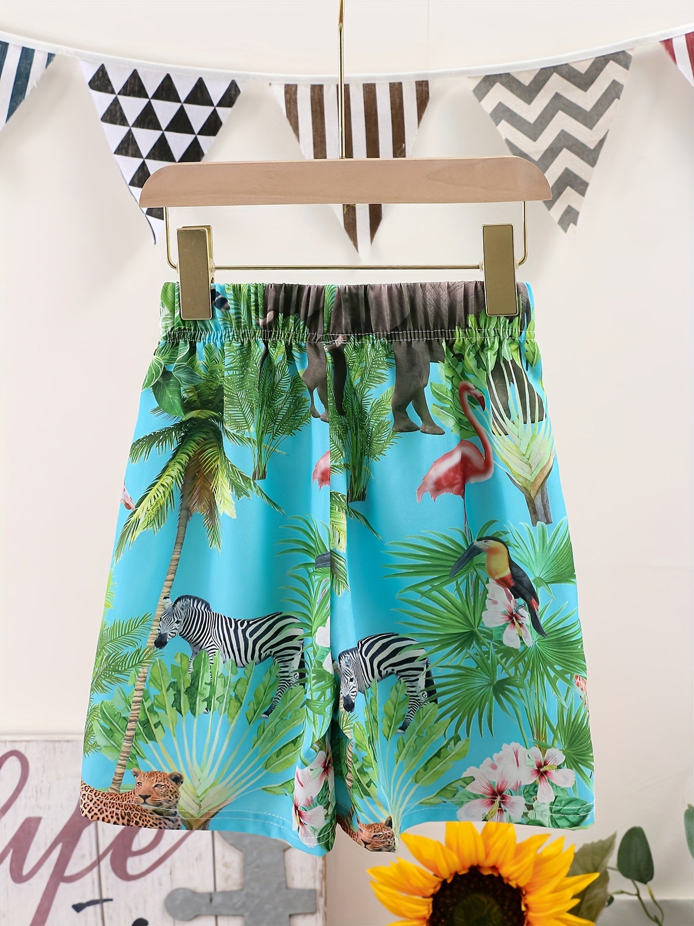 Boys Teen Casual Graphic Print Elastic Waist Shorts for Summer