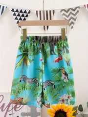Boys Teen Casual Graphic Print Elastic Waist Shorts for Summer