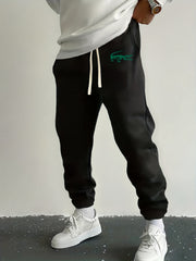 Crocodile Print Drawstring Sweatpants Loose Fit Men's Casual Joggers