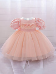 Mesh Puffy Gown Dress for Christening Wedding Flower Girl Princess