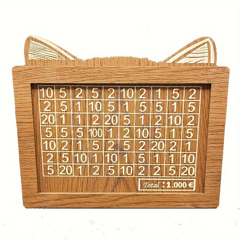 Adult Wooden Piggy Bank Money Box with Counting Targets