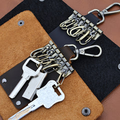 Vintage Cowhide Keychain Waist Hanging Holder For Outdoor Travel