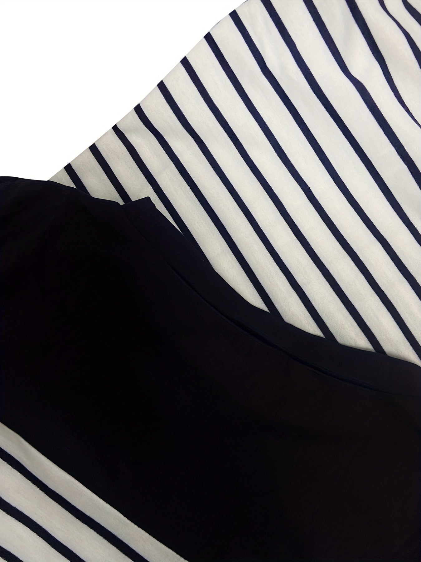 Casual Striped Print Splicing Dress Short Sleeve Crew Neck Dress