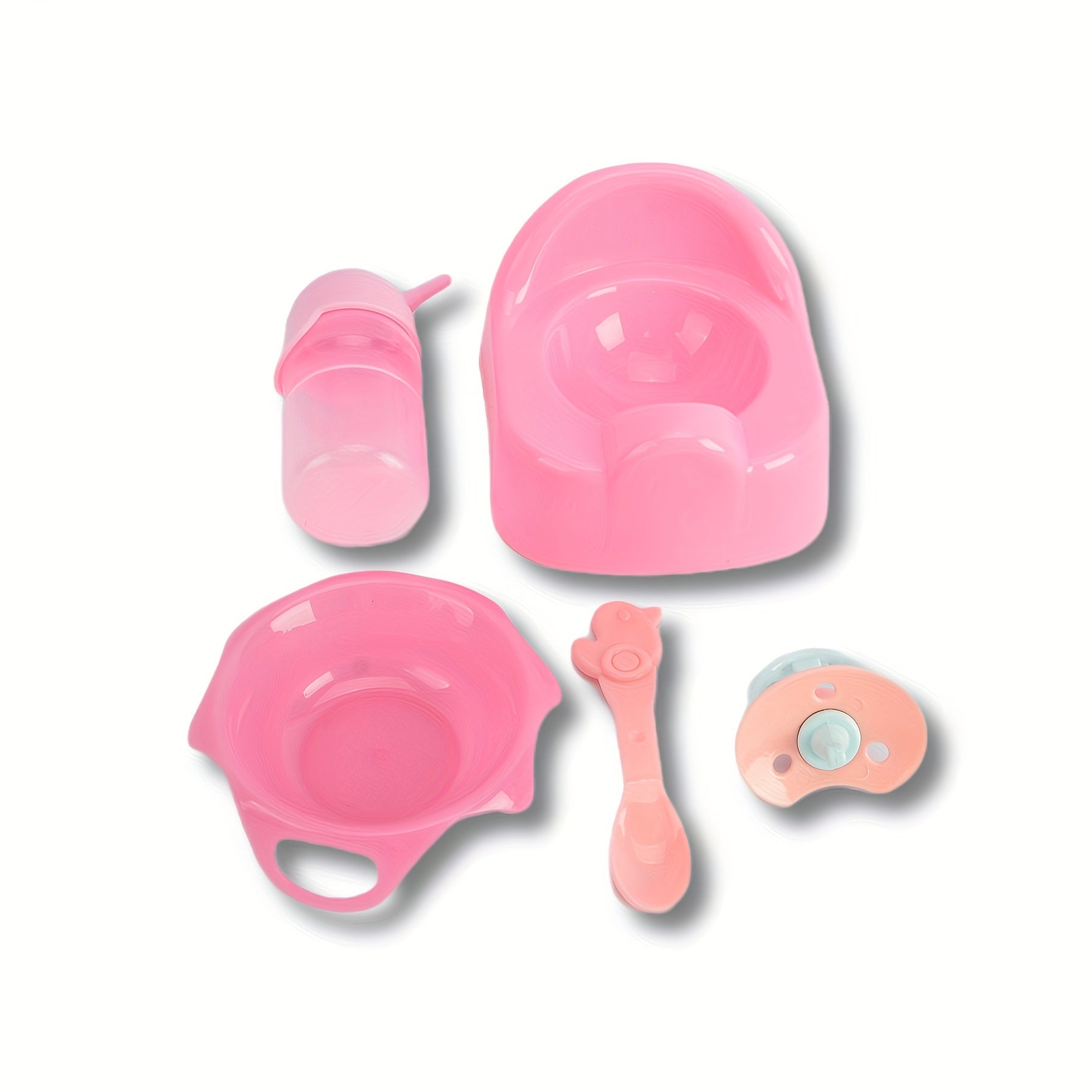 Baby Doll Playset with 5 Accessories Pink Bath & Drink Ready Doll Toy
