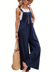 Wide Leg Overall Jumpsuit Casual Button Overall Jumpsuit