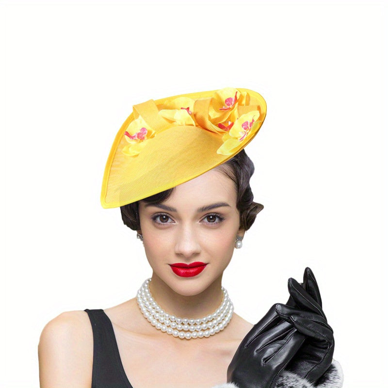 Vintage Fascinator Hat With Flower Church Derby Wedding Hat