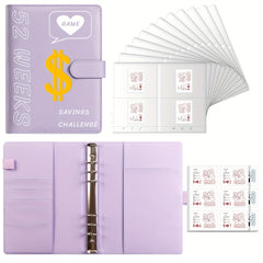 52 Week Couple Challenge Envelope Binder with Stickers, Inner Lining