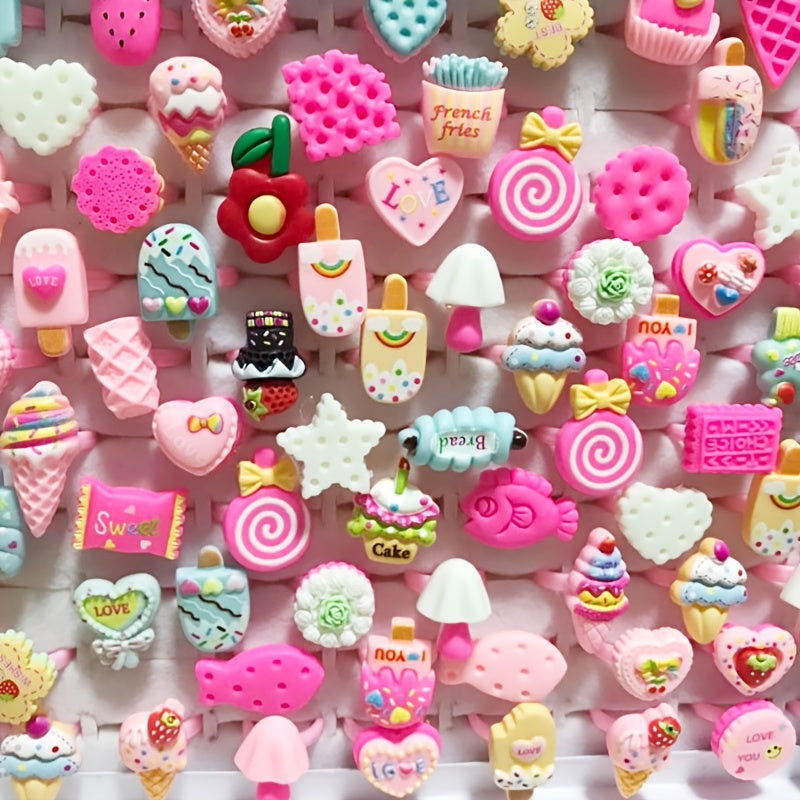 10pcs Girls Cartoon Heart Ring Set for Holiday Gift