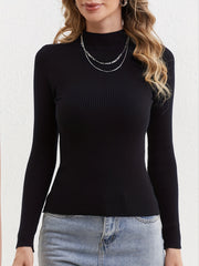 Solid Mock Neck Pullover Sweater for Fall & Winter