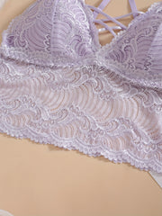 Sexy Bra Women's Floral Jacquard Lace Longline Bra