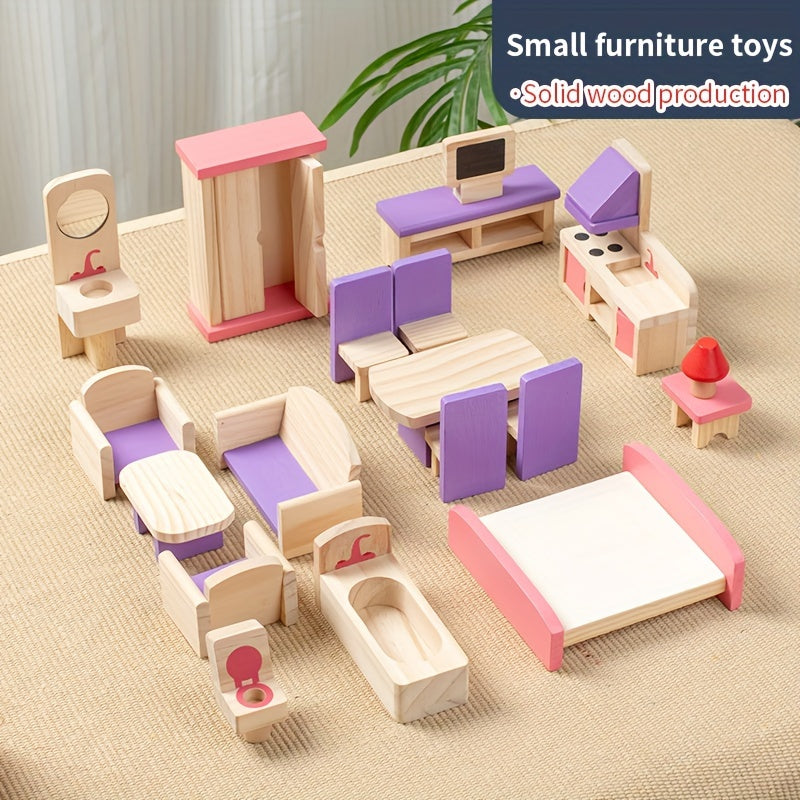 Kids Wooden Playhouse Set for Dollhouses