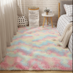 Luxury Plush Soft Area Rug for Bedroom Living Room - Tie Dyed Shag Furry Carpet